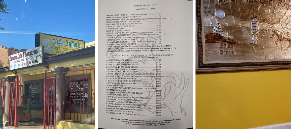 Cafe Zamora Menu